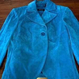 Beautiful leather turquoise jacket/blazer